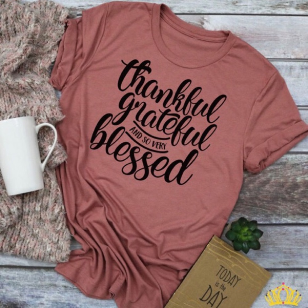 Thankful Grateful Blessed Women’s Thanksgiving Tee
